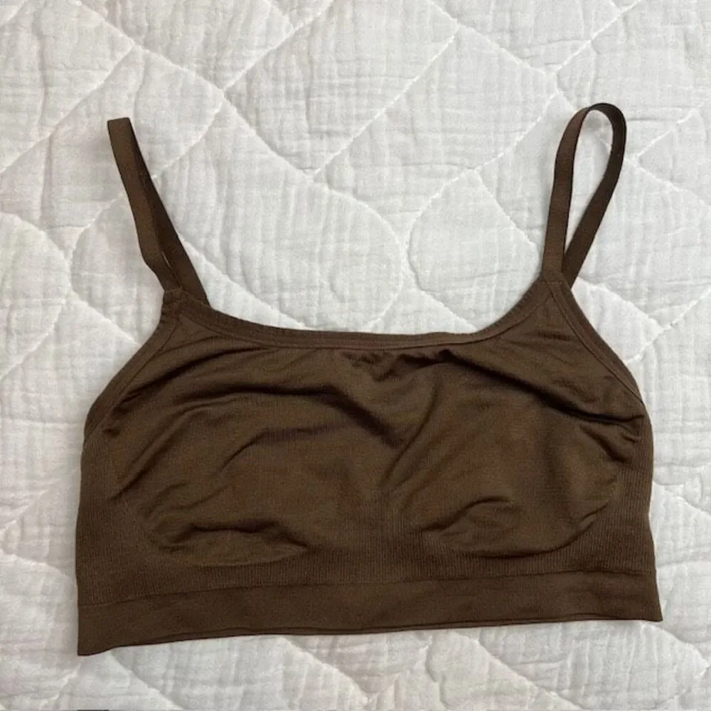 Gymshark Women's Seamless Bralette XS Espresso‎ Brown Scoop Neck